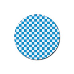 Oktoberfest Bavarian Large Blue And White Checkerboard Rubber Coaster (round)  by PodArtist