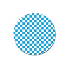 Oktoberfest Bavarian Large Blue And White Checkerboard Magnet 3  (round) by PodArtist