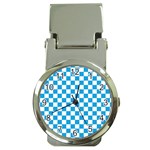 Oktoberfest Bavarian Large Blue and White Checkerboard Money Clip Watches Front