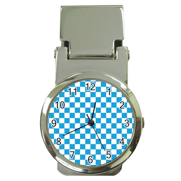 Oktoberfest Bavarian Large Blue and White Checkerboard Money Clip Watches