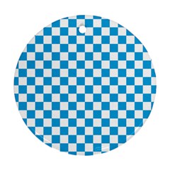 Oktoberfest Bavarian Large Blue And White Checkerboard Round Ornament (two Sides) by PodArtist