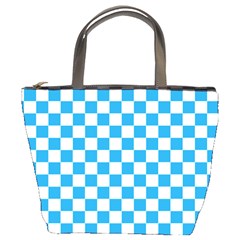 Oktoberfest Bavarian Large Blue And White Checkerboard Bucket Bag by PodArtist