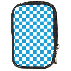 Oktoberfest Bavarian Large Blue And White Checkerboard Compact Camera Leather Case by PodArtist