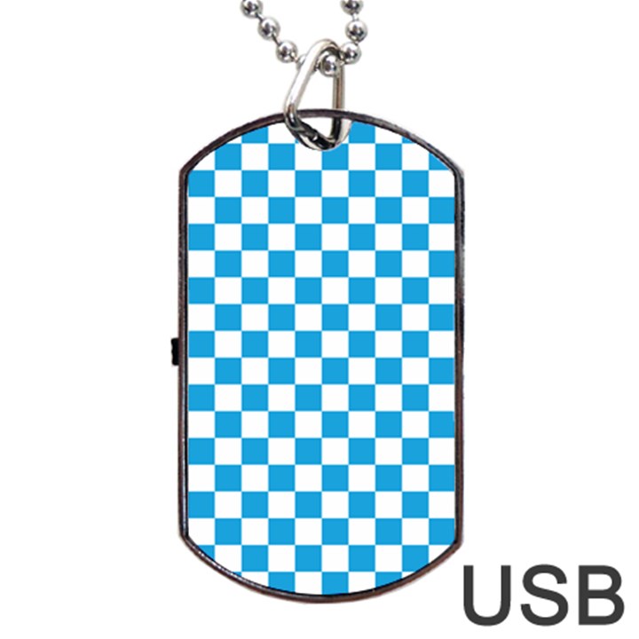 Oktoberfest Bavarian Large Blue and White Checkerboard Dog Tag USB Flash (Two Sides)