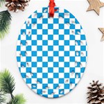 Oktoberfest Bavarian Large Blue and White Checkerboard Ornament (Oval Filigree) Front