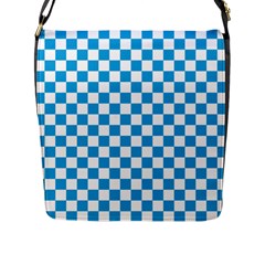 Oktoberfest Bavarian Large Blue And White Checkerboard Flap Closure Messenger Bag (l) by PodArtist