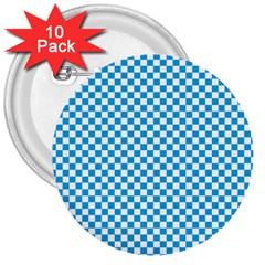 Oktoberfest Bavarian Blue And White Checkerboard 3  Buttons (10 Pack)  by PodArtist