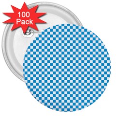 Oktoberfest Bavarian Blue And White Checkerboard 3  Buttons (100 Pack)  by PodArtist