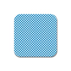 Oktoberfest Bavarian Blue And White Checkerboard Rubber Square Coaster (4 Pack)  by PodArtist