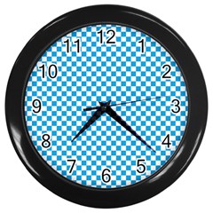 Oktoberfest Bavarian Blue And White Checkerboard Wall Clock (black) by PodArtist