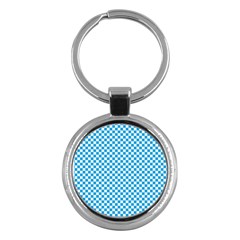 Oktoberfest Bavarian Blue And White Checkerboard Key Chains (round)  by PodArtist