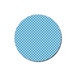 Oktoberfest Bavarian Blue and White Checkerboard Rubber Round Coaster (4 pack)  Front