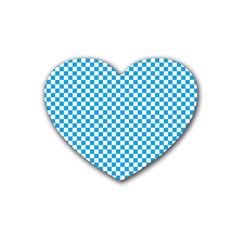 Oktoberfest Bavarian Blue And White Checkerboard Heart Coaster (4 Pack)  by PodArtist