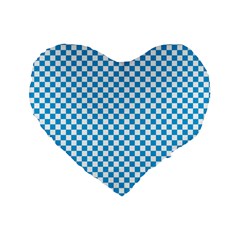 Oktoberfest Bavarian Blue And White Checkerboard Standard 16  Premium Heart Shape Cushions by PodArtist