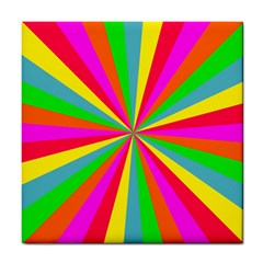 Neon Rainbow Mini Burst Tile Coasters by PodArtist