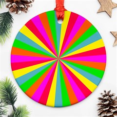 Neon Rainbow Mini Burst Ornament (round) by PodArtist