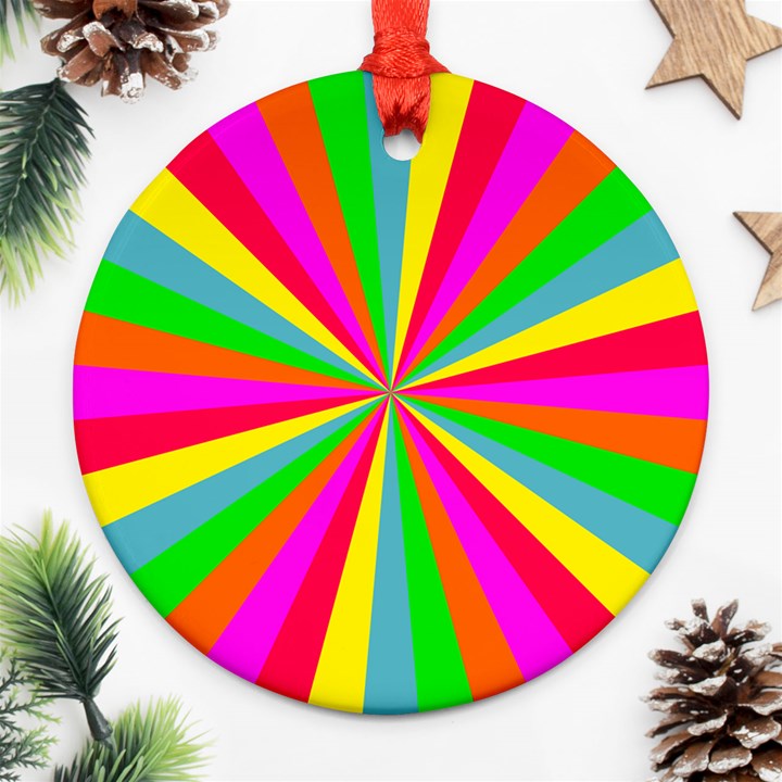 Neon Rainbow Mini Burst Ornament (Round)