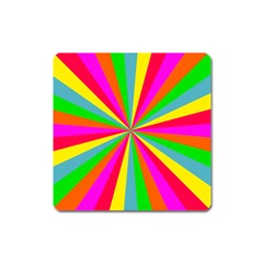 Neon Rainbow Mini Burst Square Magnet by PodArtist