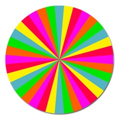 Neon Rainbow Mini Burst Magnet 5  (round) by PodArtist