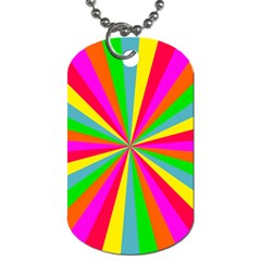 Neon Rainbow Mini Burst Dog Tag (one Side) by PodArtist