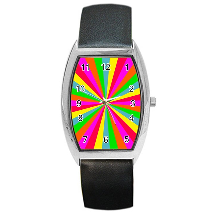 Neon Rainbow Mini Burst Barrel Style Metal Watch