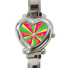 Neon Rainbow Mini Burst Heart Italian Charm Watch by PodArtist