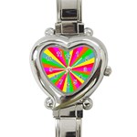 Neon Rainbow Mini Burst Heart Italian Charm Watch Front