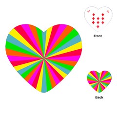 Neon Rainbow Mini Burst Playing Cards (heart) by PodArtist