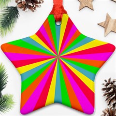 Neon Rainbow Mini Burst Star Ornament (two Sides) by PodArtist