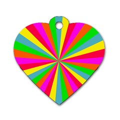 Neon Rainbow Mini Burst Dog Tag Heart (two Sides) by PodArtist