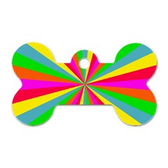 Neon Rainbow Mini Burst Dog Tag Bone (one Side) by PodArtist