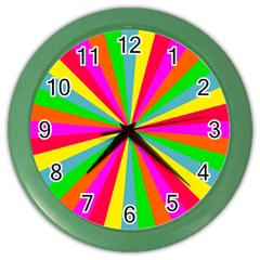 Neon Rainbow Mini Burst Color Wall Clock by PodArtist