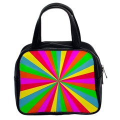 Neon Rainbow Mini Burst Classic Handbag (two Sides) by PodArtist