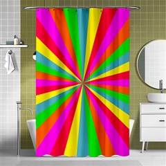 Neon Rainbow Mini Burst Shower Curtain 48  X 72  (small)  by PodArtist