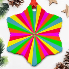 Neon Rainbow Mini Burst Snowflake Ornament (two Sides) by PodArtist