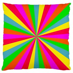 Neon Rainbow Mini Burst Large Cushion Case (two Sides) by PodArtist