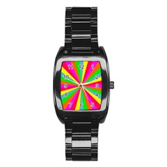 Neon Rainbow Mini Burst Stainless Steel Barrel Watch by PodArtist