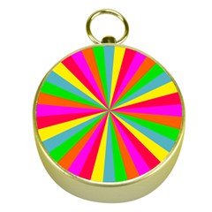 Neon Rainbow Mini Burst Gold Compasses by PodArtist