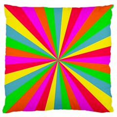 Neon Rainbow Mini Burst Large Flano Cushion Case (two Sides) by PodArtist