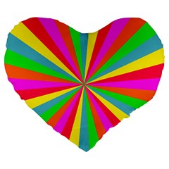 Neon Rainbow Mini Burst Large 19  Premium Flano Heart Shape Cushions by PodArtist