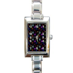 Colored Hand Draw Abstract Pattern Rectangle Italian Charm Watch by dflcprints