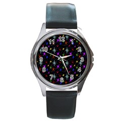 Colored Hand Draw Abstract Pattern Round Metal Watch by dflcprints