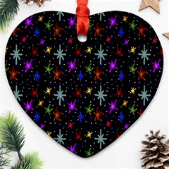 Colored Hand Draw Abstract Pattern Heart Ornament (two Sides)