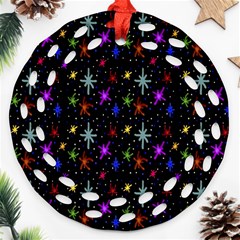 Colored Hand Draw Abstract Pattern Round Filigree Ornament (two Sides)