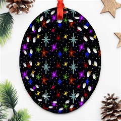 Colored Hand Draw Abstract Pattern Oval Filigree Ornament (two Sides)