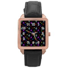 Colored Hand Draw Abstract Pattern Rose Gold Leather Watch  by dflcprints