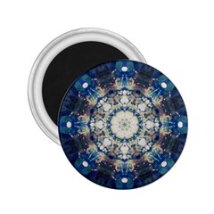 Painted Blue Mandala Flower On Canvas 2 25  Magnets by pepitasart