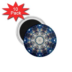 Painted Blue Mandala Flower On Canvas 1 75  Magnets (10 Pack)  by pepitasart