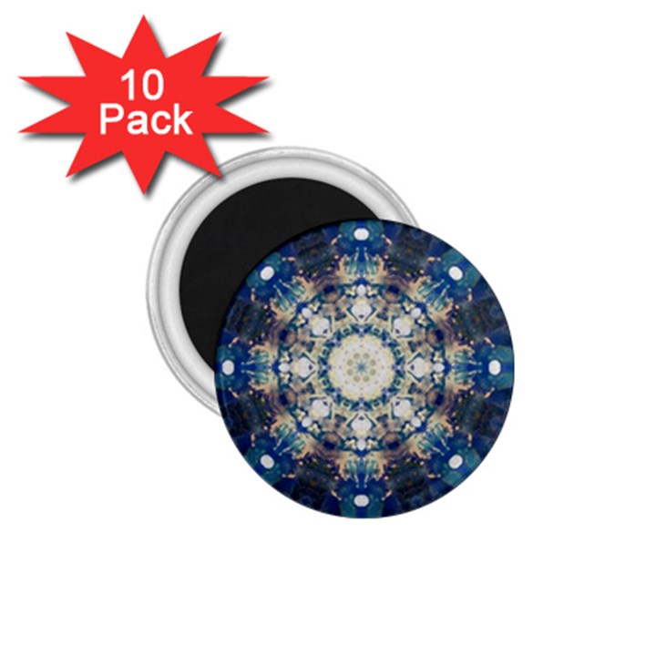 Painted Blue Mandala Flower On Canvas 1.75  Magnets (10 pack) 