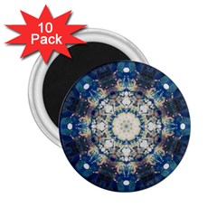 Painted Blue Mandala Flower On Canvas 2 25  Magnets (10 Pack)  by pepitasart